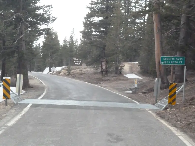 State Route 4 at the Ebbetts Pass elevation sign